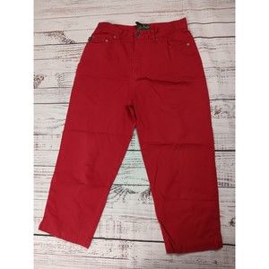 Ralph Lauren Pants Women’s 10 Red Modern Straight High Rise Ankle Pants Cotton